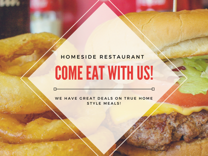 Homeside Restaurant Florence Graphic Burger and Onion Rings